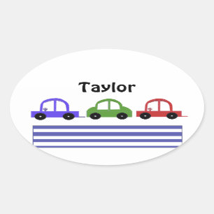 Sticker Ovale Voitures de course et rayures