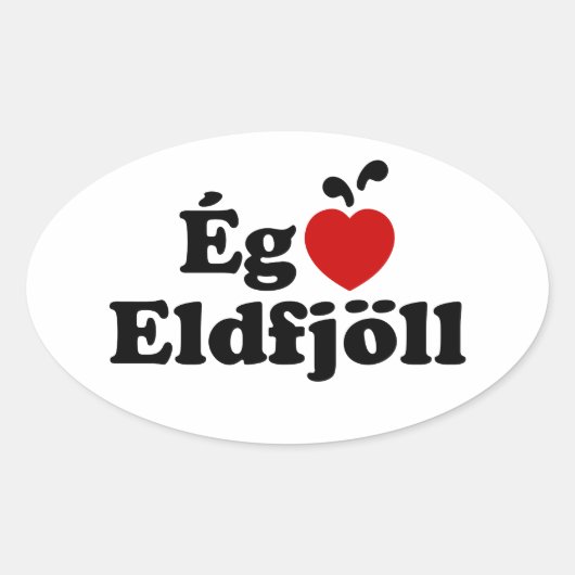 Sticker Ovale Volcans I Heart (Love) [Ég Elska Eldfjöll] (Devant)