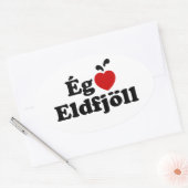 Sticker Ovale Volcans I Heart (Love) [Ég Elska Eldfjöll] (Enveloppe)