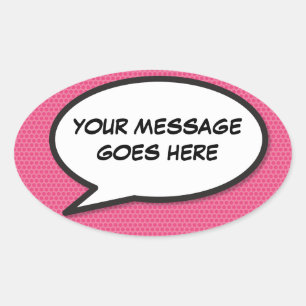 Sticker Ovale Votre bulle de dialogue amusante rétro bande dessi