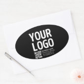 Sticker Ovale Votre logo avec code QR et texte modifiables (Enveloppe)