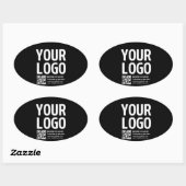 Sticker Ovale Votre logo avec code QR et texte modifiables (Feuille)
