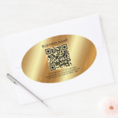 Sticker Ovale Votre logo texte Modèle personnalisé QR Code Gold (Enveloppe)
