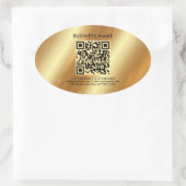 Sticker Ovale Votre logo texte Modèle personnalisé QR Code Gold (Sac)