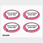 Sticker Ovale Votre message Voix Bubble Amusant Retro Comique Li (Feuille)