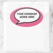 Sticker Ovale Votre message Voix Bubble Amusant Retro Comique Li (Sac)