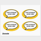 Sticker Ovale Votre message Voix Bubble Amusant Retro Comique Li (Feuille)