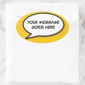Sticker Ovale Votre message Voix Bubble Amusant Retro Comique Li (Sac)