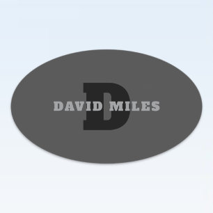 Sticker Ovale Votre nom ou nom d'entreprise Gris Masculin Mode