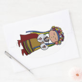 Sticker Ovale Vous dansez fille en robe folklorique ukrainienne (Enveloppe)