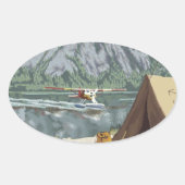 Sticker Ovale Voyage en Alaska (Devant)