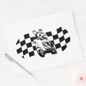 Sticker Ovale Voyageurs de scooter noir et blanc (Enveloppe)