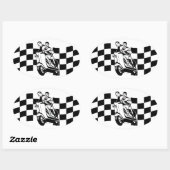 Sticker Ovale Voyageurs de scooter noir et blanc (Feuille)