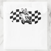 Sticker Ovale Voyageurs de scooter noir et blanc (Sac)