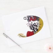 Sticker Ovale Vue cosmique : Elfe sur la lune aventure (Enveloppe)