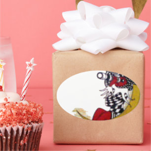 Sticker Ovale Vue cosmique : Elfe sur la lune aventure