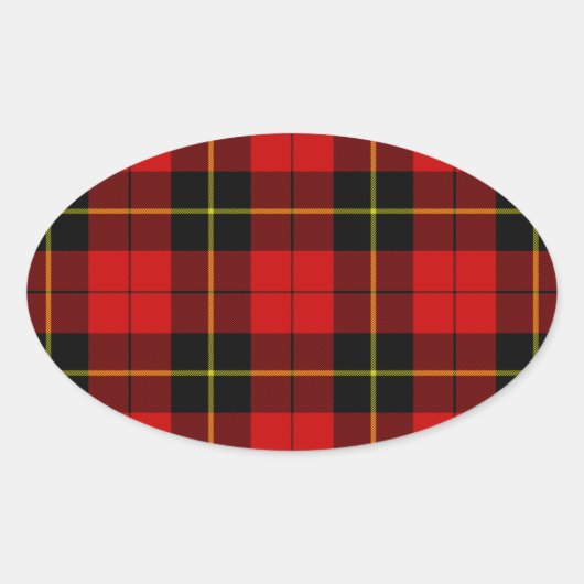 Sticker Ovale Wallace tartan rouge noir plaid (Devant)