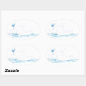 Sticker ovale Wally Whale (Feuille)