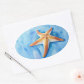 Sticker Ovale Watercolor Drawing of Starfish (Enveloppe)
