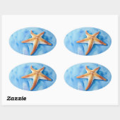 Sticker Ovale Watercolor Drawing of Starfish (Feuille)