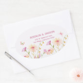 Sticker Ovale watercolor flower editable (Enveloppe)