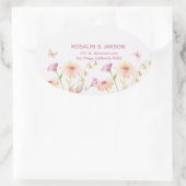 Sticker Ovale watercolor flower editable (Sac)