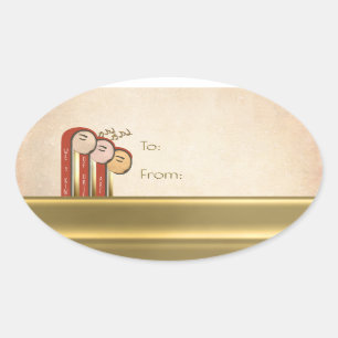 Sticker Ovale We 3 Kings - Art Déco Noël