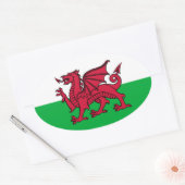 Sticker Ovale Welsh Dragon (Enveloppe)