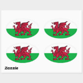 Sticker Ovale Welsh Dragon (Feuille)