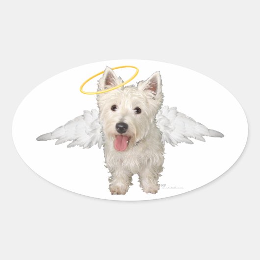 Sticker Ovale Westie Guardian Angels (Devant)