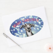 Sticker Ovale Whippet nuit étoilée, Joyeux Noël (Enveloppe)