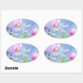 Sticker Ovale Wild Flowers Blue Sky Thank You (Feuille)