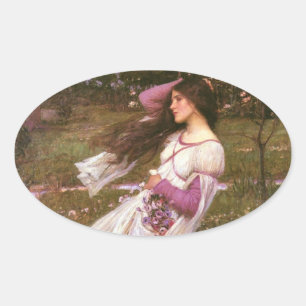 Sticker Ovale Windflowers de John William Waterhouse