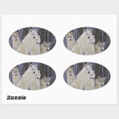 Sticker Ovale Wolf Family (Feuille)
