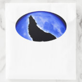 Sticker Ovale Wolf Howling à Moon (Sac)