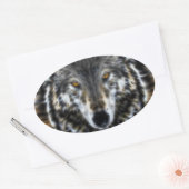 Sticker Ovale Wolf Inspiration intense Portrait (Enveloppe)