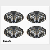 Sticker Ovale Wolf Inspiration intense Portrait (Feuille)