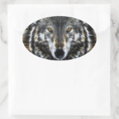 Sticker Ovale Wolf Inspiration intense Portrait (Sac)