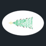 Sticker Ovale Words de Christmas<br><div class="desc">Tree shape with Christmas related words inside of it.</div>