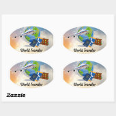 Sticker Ovale World Traveller, Design 2 (Feuille)