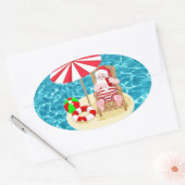 Sticker Ovale xmas beach santa claus (Enveloppe)