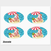 Sticker Ovale xmas beach santa claus (Feuille)