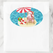 Sticker Ovale xmas beach santa claus (Sac)