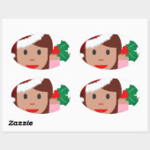 Sticker Ovale xmas information fille émoji (Feuille)