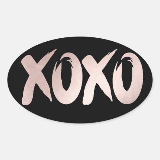 Sticker Ovale XOXO rose pâle | Script de brosse lettres main (Devant)
