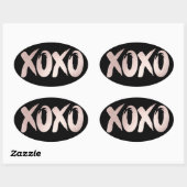 Sticker Ovale XOXO rose pâle | Script de brosse lettres main (Feuille)