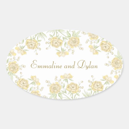 Sticker Ovale Yellow Rose Wedding (Devant)