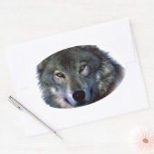 Sticker Ovale Yeux de loup gris (Enveloppe)