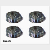Sticker Ovale Yeux de loup gris (Feuille)