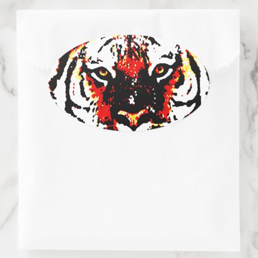 Sticker Ovale Yeux de tigres sauvages (Sac)